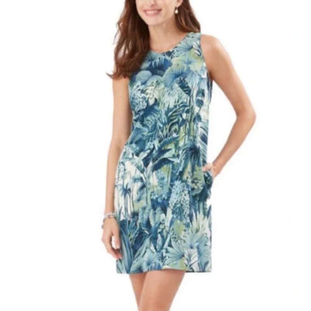 Tommy Bahama Leaf Print Dress in Blue and Green
